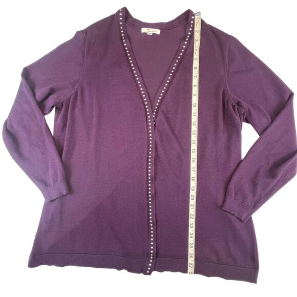 89th Madison Cardigan 1X Purple Open Front Silver Studded Dark Academia Sweater - Picture 4 of 9